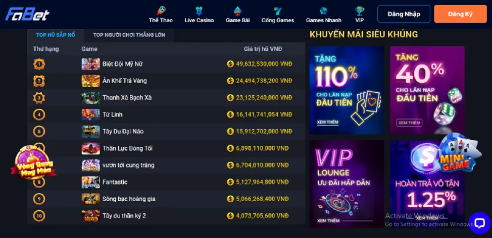 Bước 3: Chọn game nổ hũ và bắt đầu quay